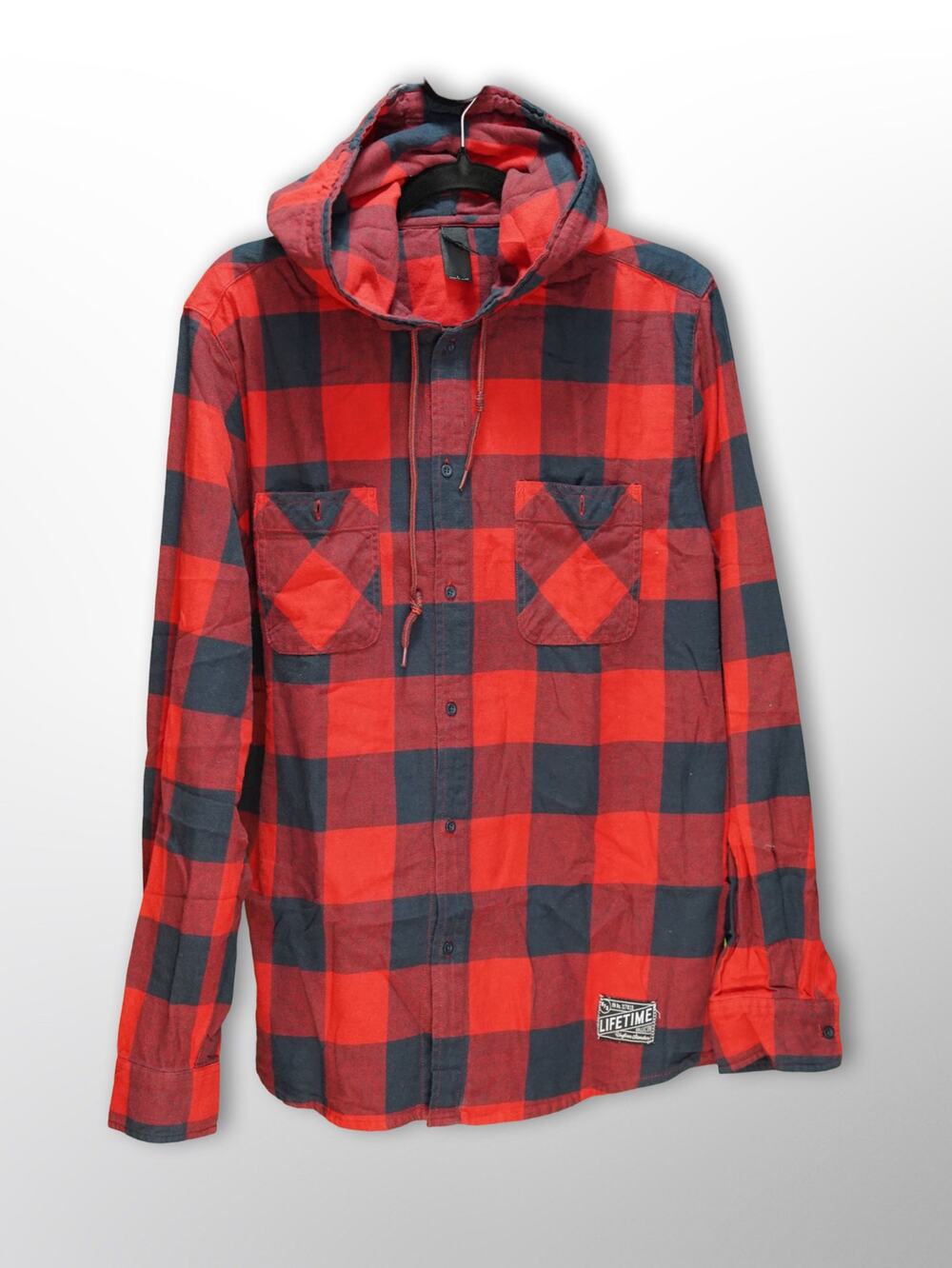 Lifetime Men's Red Hoodie Button-Down - Size Large